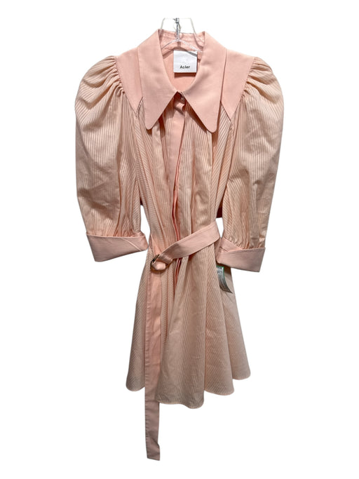 Acler Size Est XS Baby Pink Collar Pin Stripe Half Puff Sleeves Button up Dress Baby Pink / Est XS