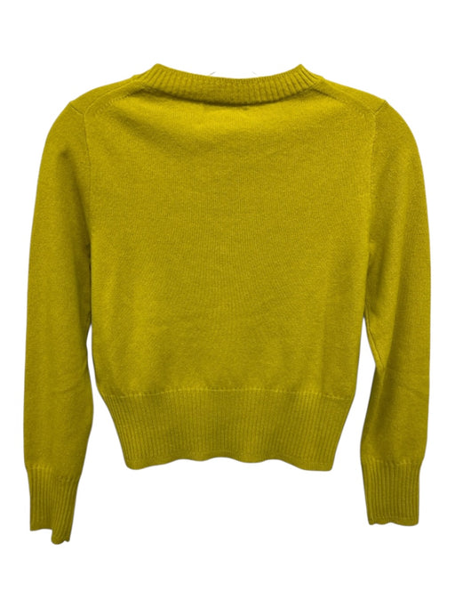 J Crew Size XXS Chartreuse Yellow Cashmere Knit Crew Neck Long Sleeve Sweater Chartreuse Yellow / XXS