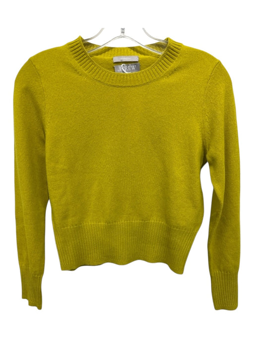 J Crew Size XXS Chartreuse Yellow Cashmere Knit Crew Neck Long Sleeve Sweater Chartreuse Yellow / XXS