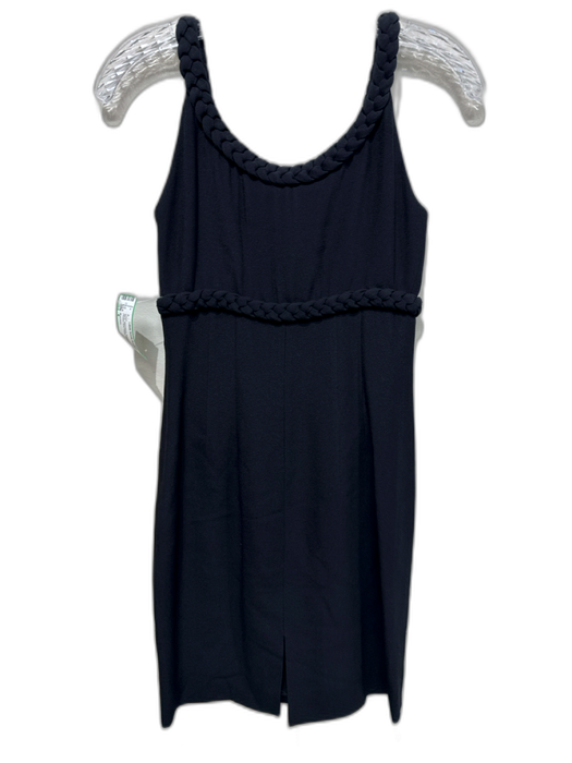 Moschino Size 4 Black Sleeveless Braided Design Pleated Bow Detail Dress Black / 4