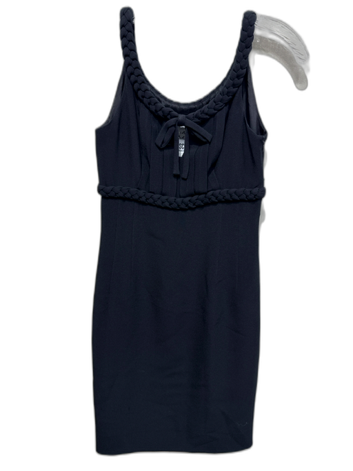 Moschino Size 4 Black Sleeveless Braided Design Pleated Bow Detail Dress Black / 4