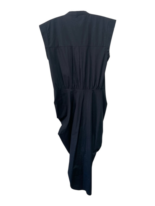Veronica Beard Size 4 Dark Navy Cotton Cap Sleeve Button Up Gathered Midi Dress Dark Navy / 4