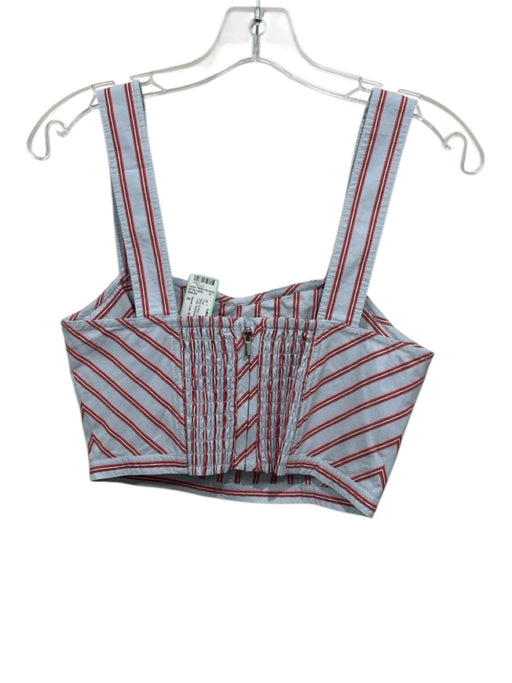 Derek Lam 10 Crosby Size S Blue & Red Cotton Stripe Sleeveless Crop Top Blue & Red / S