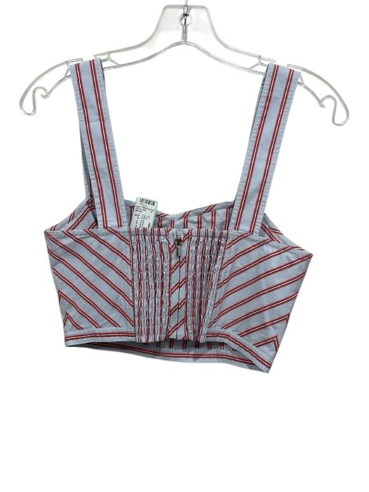 Derek Lam 10 Crosby Size S Blue & Red Cotton Stripe Sleeveless Crop Top Blue & Red / S