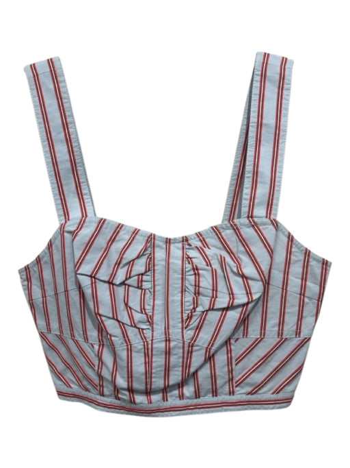 Derek Lam 10 Crosby Size S Blue & Red Cotton Stripe Sleeveless Crop Top Blue & Red / S