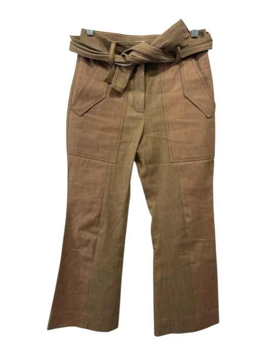 Derek Lam 10 Crosby Size 2 Brown Cotton High Rise Hook & Eye Wide Leg Pants Brown / 2