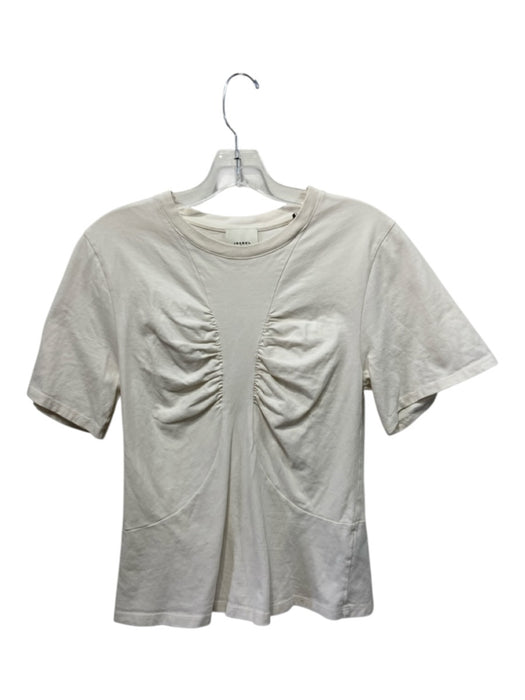 Isabel Marant Size S White Cotton Short Sleeve T Shirt Gathered Detail Top White / S