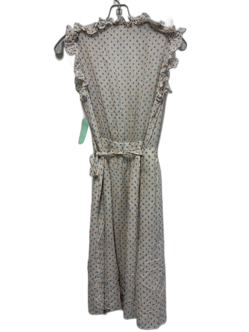 Rebecca Taylor Size 4 Cream White & Blue Silk Blend Polka Dots Sleeveless Dress Cream White & Blue / 4