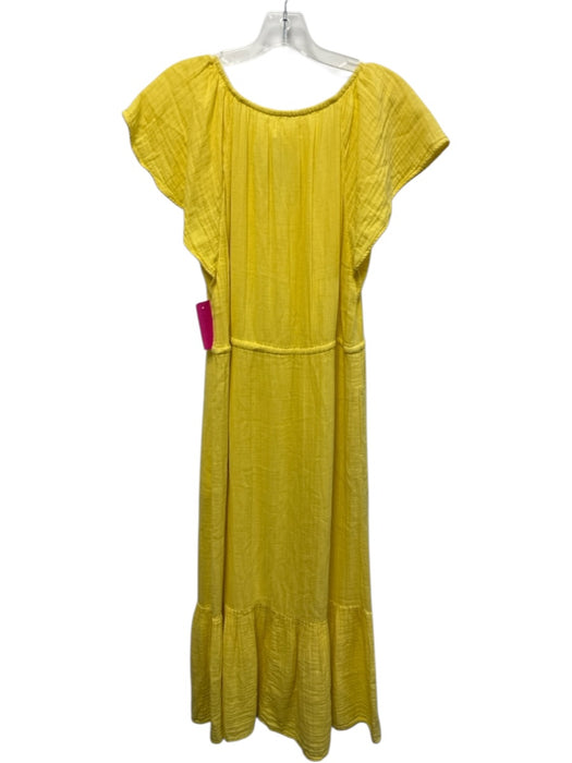 Velvet Size XS Yellow Cotton Cap Sleeve Drawstring Waist Wide Neck Midi Dress Yellow / XS