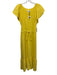 Velvet Size XS Yellow Cotton Cap Sleeve Drawstring Waist Wide Neck Midi Dress Yellow / XS