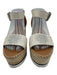 SeeByChloe Shoe Size 38 White, Silver, Brown Leather Raffia Stud Detail Wedges White, Silver, Brown / 38