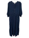 Michael Stars Size Small Navy Blue Cotton V Neck Long Sleeve Textured Maxi Dress Navy Blue / Small