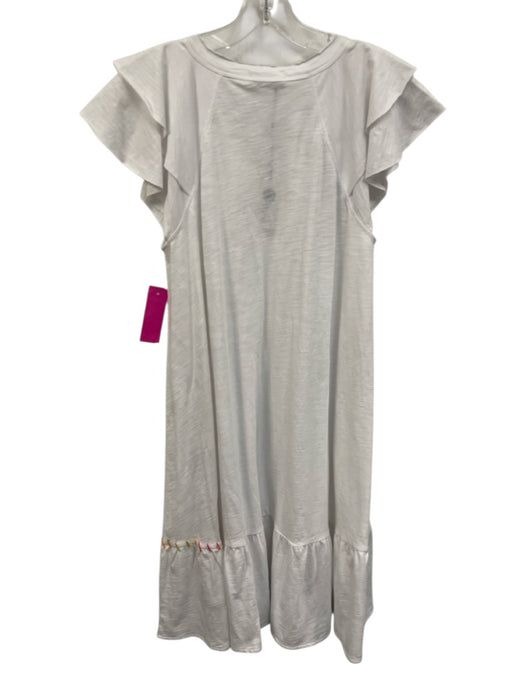 Lisa Todd Size Small White & Multi Cotton Cap Sleeve Heathered Embroidered Dress White & Multi / Small