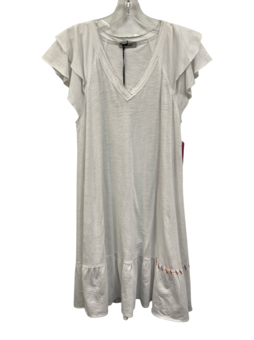 Lisa Todd Size Small White & Multi Cotton Cap Sleeve Heathered Embroidered Dress White & Multi / Small
