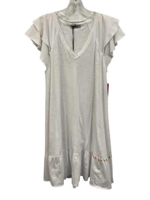 Lisa Todd Size Small White & Multi Cotton Cap Sleeve Heathered Embroidered Dress White & Multi / Small