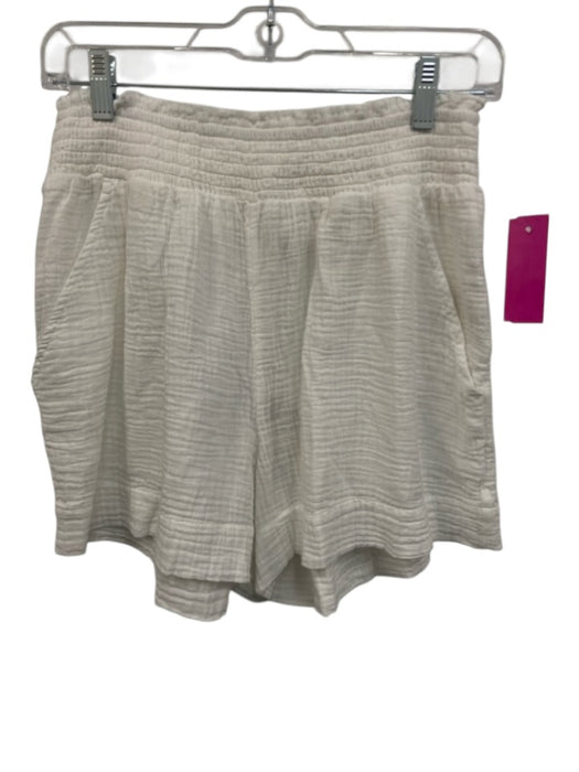 Faherty Size Medium White Cotton Smocked Waist Band Gauze Shorts White / Medium