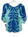 Omika Size S Mixed Blues Cotton Abstract Botanical Print 1/2 Balloon Sleeve Top Mixed Blues / S