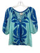 Omika Size S Mixed Blues Cotton Abstract Botanical Print 1/2 Balloon Sleeve Top Mixed Blues / S