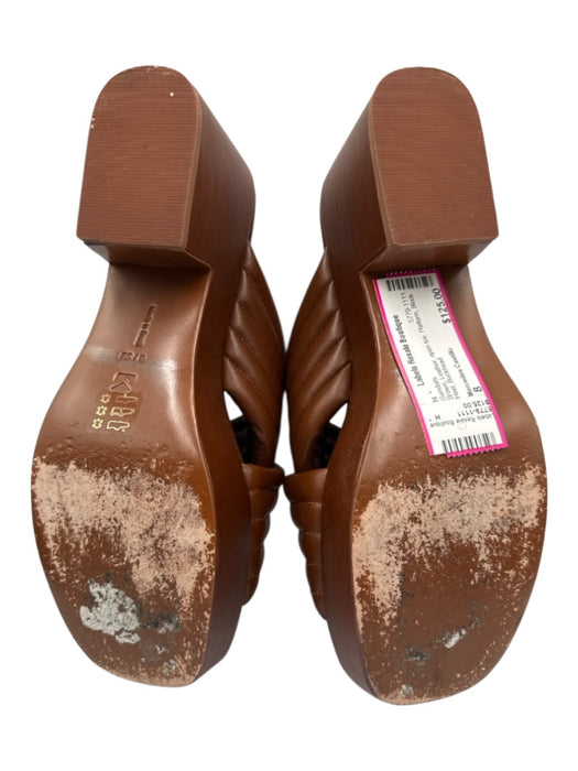 Mercedes Castillo Shoe Size 8 Brown Leather open toe Platform Block Heel Sandals Brown / 8