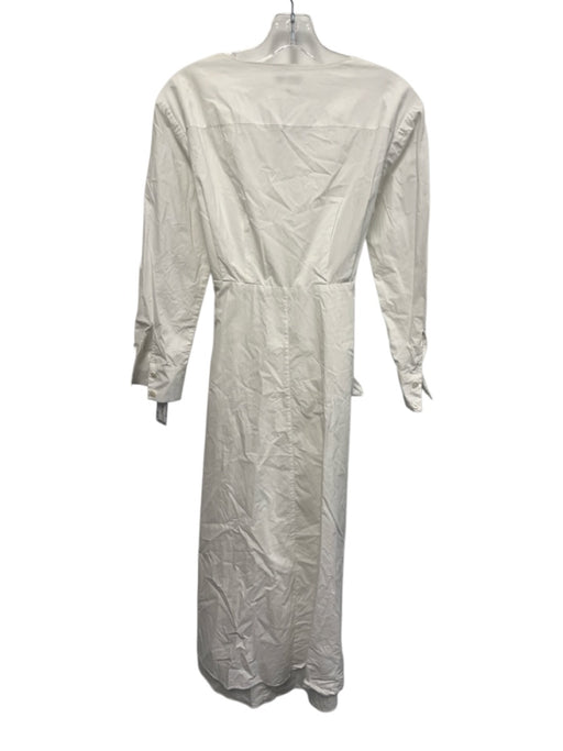 Rebecca Taylor Size XS White Cotton V Neck Button Down 3/4 Sleeve Dress White / XS