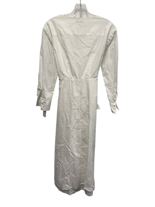 Rebecca Taylor Size XS White Cotton V Neck Button Down 3/4 Sleeve Dress White / XS