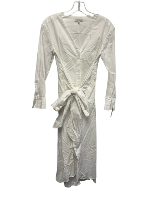 Rebecca Taylor Size XS White Cotton V Neck Button Down 3/4 Sleeve Dress White / XS