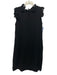 Stark X Size M Black Cotton Ruffle V Neck Short Sleeve Crinkle Dress Black / M