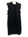Stark X Size M Black Cotton Ruffle V Neck Short Sleeve Crinkle Dress Black / M