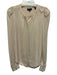 Theory Size S Beige Silk Button Down Collarless Long Sleeve Top Beige / S