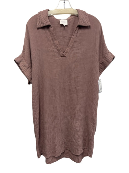 Sundays Size M Dusty Purple Cotton Gauze Short Sleeve V Neck Knee length Dress Dusty Purple / M