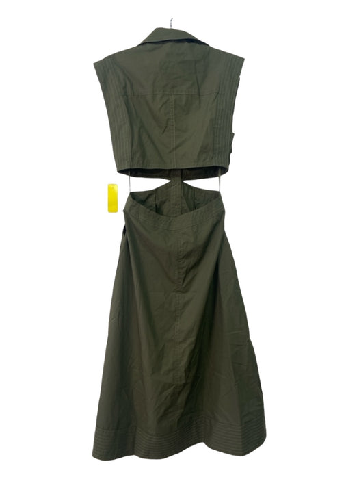 Banana Republic Size 0 Green Cotton Collared Button Up Sleeveless Cut Out Dress Green / 0
