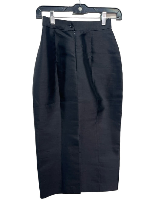 Dolce & Gabbana Size 40 Black Silk Button & Zip Darted Front Back Slit Skirt Black / 40