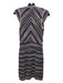 Missoni Size 38 Purple & Gray Wool Blend Horizontal Stripes V Neck Dress Purple & Gray / 38