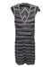 Missoni Size 38 Purple & Gray Wool Blend Horizontal Stripes V Neck Dress Purple & Gray / 38