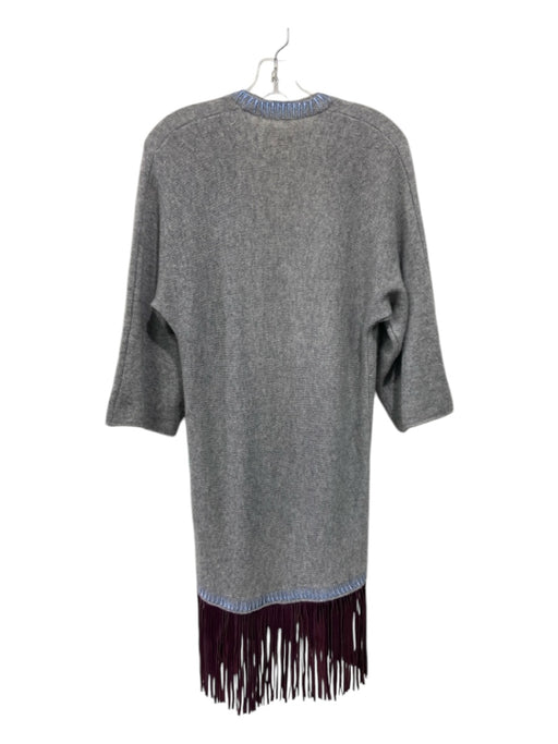 Zadig & Voltaire Size XS/S Gray & Purple Cashmere Open Front Fringe Cardigan Gray & Purple / XS/S