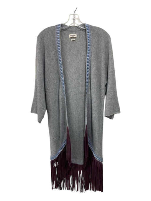 Zadig & Voltaire Size XS/S Gray & Purple Cashmere Open Front Fringe Cardigan Gray & Purple / XS/S