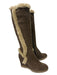 Aquatalia Shoe Size 7 Taupe Suede Fur Lining Wedge Knee High Boots Taupe / 7