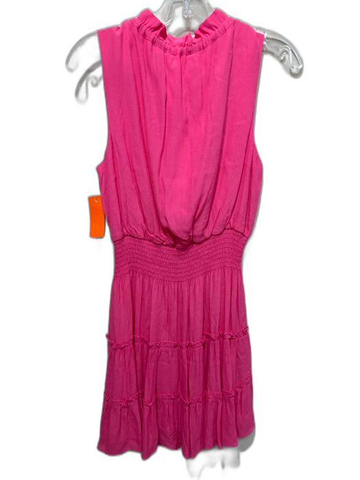 Sail To Sable Size S Bright Pink Viscose & Rayon Sleeveless Smocked Waist Dress Bright Pink / S