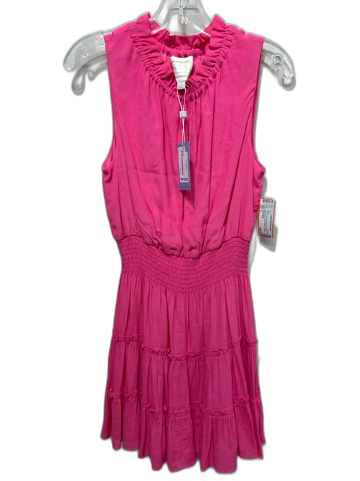 Sail To Sable Size S Bright Pink Viscose & Rayon Sleeveless Smocked Waist Dress Bright Pink / S