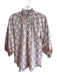 Clara The Label Size M White & Pink Cotton High Ruffle Neck Button Down Top White & Pink / M
