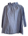 Sara Campbell Size L Blue Cotton V Neck Long Sleeve Ruffle Detail Top Blue / L