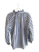 Finley Size L White & Blue Cotton Ruffle Neck Long Sleeve Button Down Top White & Blue / L