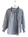 Finley Size L White & Blue Cotton Ruffle Neck Long Sleeve Button Down Top White & Blue / L