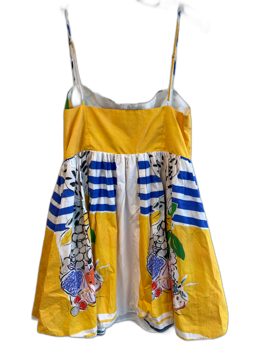Zara Size M Multi Color 100% Cotton Polyester Lining Floral & Stripe Print Dress Multi Color / M