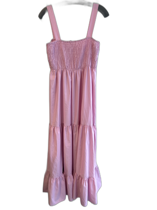 Zara Size M Pink Missing Fabric Tag Poplin Solid Sleeveless Tiered Maxi Dress Pink / M