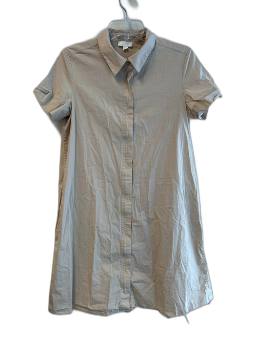 COS Size 8 Beige Cotton & Spandex Poplin Short Sleeve Hidden Zipper Mini Dress Beige / 8