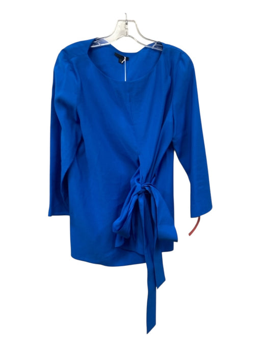 COS Size 10 Royal Blue Modal & Polyester 3/4 Sleeve Wide Neck Waist tie Top Royal Blue / 10