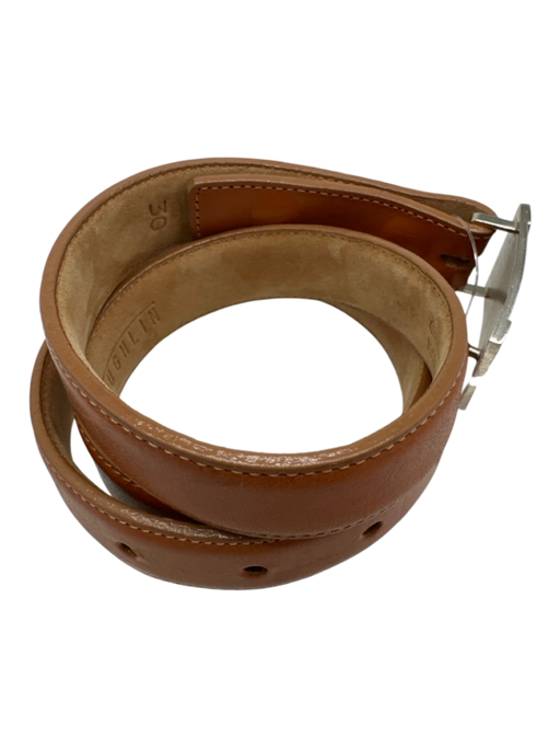 J Mclaughlin Congnac Brown Leather Silver Hardware M Initial Peg Clasp Belts Congnac Brown / 30