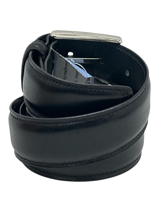 Ermenegildo Zegna Black Leather Solid Men's Belt Black