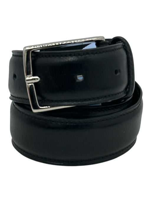 Ermenegildo Zegna Black Leather Solid Men's Belt Black